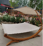 Lit hamac autoportant chaise longue avec support en bois et auvent pour balcon de jardin extérieur