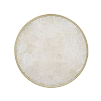 Table d'appoint ronde en cristal blanc au design moderne, en promotion en Europe, idéale pour le salon, la salle à manger, la chambre ou l'hôtel