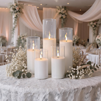 Décorations de mariage Matti : Centres de table en fleurs artificielles, décorations lumineuses de table, bougies LED pour la décoration de mariage artificielle