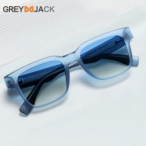 Lunettes de soleil Greyjack, monture TR, protection UV400, polarisées, unisexes, verres carrés, monture bleue transparente, lunettes de soleil tendance - Product Image 3