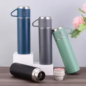 500ml 17oz Custom Corporate Business Gift Box Set Drinkware Set Vacuum Flask Stainless Steel Water Bottle With 3 Cup