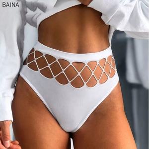 Dames Sexy Effen Patroon Gehaakte Visnet T-Broek Naadloze Fitness Ondergoed Met Holle String Voor Sport Buitenlandse Handel - Product Image 2