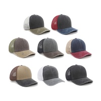 Chuangpei personnalisable 5 panneaux été maille camion chapeau en détresse lavé Denim décontracté adulte brodé drapeau américain Logo