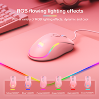 Mouse Gaming Onikuma CW907 OEM Pink Ringan, Mouse Optik RGB Berkabel dengan Logo Kustom untuk Laptop Gamer