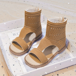 Meisjes Romeinse sandalen 2026 zomer nieuwe mode open teen zachte zool antislip holle kindersandalen hoge schacht klittenbandsluiting ademend - Product Image 6