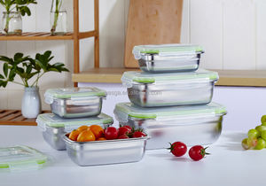 Récipient alimentaire empilable pour le stockage des aliments, forme Rectangle, sans BPA, en acier inoxydable, avec serrure - Product Image 4