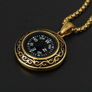 Collar con Colgante de Brújula para Hombre, Joyería de Acero Inoxidable, Color Dorado, Nuevo Diseño Vintage de Moda, Accesorios - Product Image 2