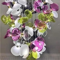 Lustres en verre faits sur mesure avec éclairage LED et commande par bouton pour la décoration du salon et de la salle à manger, villas et hôtels