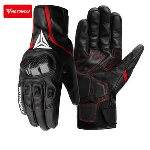 Gants de moto d'hiver en cuir avec doublure 3M Thinsulate, protection des articulations en fibre de carbone, compatibles écran tactile et coupe-vent - Product Image 5
