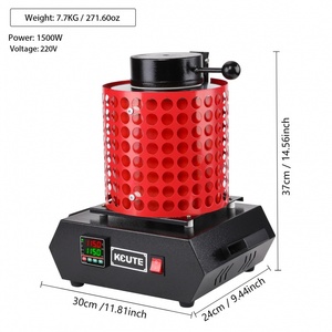 <span class=keywords><strong>Alta</strong></span> <span class=keywords><strong>Temperatura</strong></span> 1600 ° <span class=keywords><strong>Horno</strong></span> de Inducción para Fundición de Metales 1500W 220V con Cubierta Protectora Roja Antiescaldaduras para Fundir Oro, Plata y Latón - Product Image 2