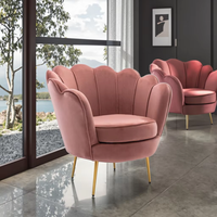 Fauteuil moderne en velours à motifs floraux et fauteuil d'appoint en velours avec pieds en métal pour la maison, le salon ou l'hôtel