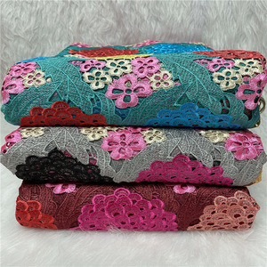 Bestway <span class=keywords><strong>Africain</strong></span> Multicolore Soluble Dans L'eau Cordon Guipure <span class=keywords><strong>Dentelle</strong></span> Tissu Motif Floral Suisse Voile pour Robe De Mariée Nigériane - Product Image 5