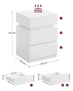 Mesa Auxiliar de Sofá <span class=keywords><strong>VASAGLE</strong></span> con 3 Cajones y Colores Ajustables para Dormitorio, Sala de Estar, Mesita de Noche Inteligente con Luz LED - Product Image 3