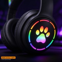 Harga Pabrik Grosir Headphone Gaming Nirkabel Tipe C On-Ear & Over-Ear dengan Fitur LED Mic dan Telinga Kucing