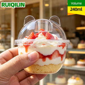 แพ็ค 1000 ใบ ถ้วยขนมหวานขนาด 8 ออนซ์ ถ้วยไอศกรีมขนาดเล็ก ภาชนะใส่อาหาร 240 มล. ถ้วยพลาสติก PP รูปตัวยูน่ารักแบบใช้แล้วทิ้ง พร้อมฝาปิด - Product Image 4