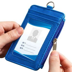 <b>Leather</b> Slim Minimalist Zipper RFID Wallet for Men&Women Pu Card Holder With Id <b>Lanyard</b> - Product Image 2