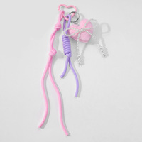 WAALUU mode doux Cool rouge en peluche amour samouraï épée cercueil perle porte-clés sac pendentif