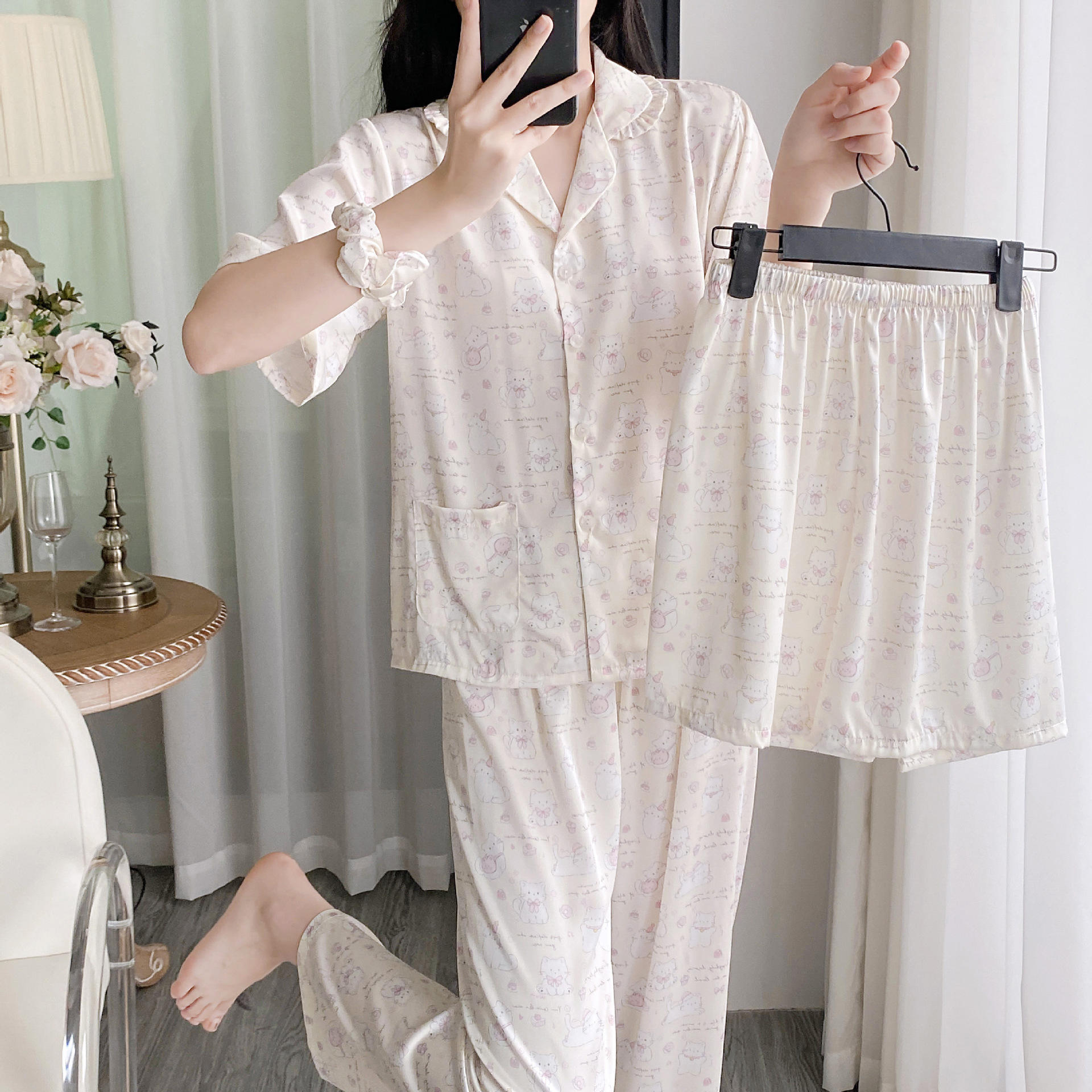 Cute Cat Three Piece Set with Scrunchies