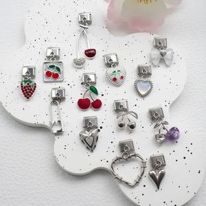 Italian Module DIY Elastic Bracelet Pendant Cross-Border Hot Selling Stainless Steel Jewelry with Cherry Love <b>Charm</b> Trendy Style - Product Image 5