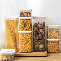 Set Kotak Penyimpanan Makanan Kedap Udara ANYA, Wadah Makanan Kering untuk Dapur, Stoples Penyimpanan Kedap Udara, Organizer Kulkas Persegi
