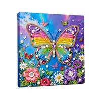 Kit de peinture perlée 5D DIY, motif papillon sur toile, perles rondes écologiques, cadre 25x25cm, ensemble de loisirs créatifs