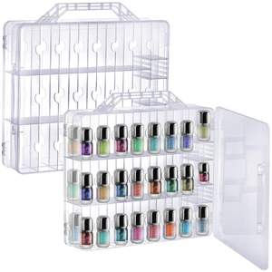 48 Slots Nail Polish Organizer Storage Case Divider Transparent <b>UV</b> <b>Gel</b> Portable Holder Double Side Plastic Box With Handle - Product Image 5