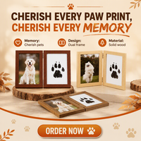 Cadre photo commémoratif pour animaux de compagnie avec kit d'empreintes de pattes, cadre double en bois, souvenir pour la commémoration de la perte de chiens et de chats