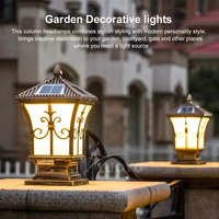 Jpungsun extérieur solaire colonne pilier lampe étanche jardin pilier lumière Antique victorien pilier lumière