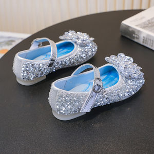 Nuove Scarpe da Principessa con Cristalli, Scarpe Singole per Bambine, Scarpe con Strass Stile <span class=keywords><strong>Frozen</strong></span> per Spettacoli e Feste - Product Image 4