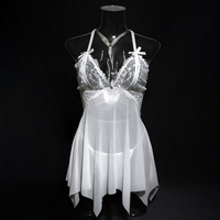 Lingerie exotique et séduisante : Combinaison transparente brodée avec bretelles, pour une tentation irrésistible