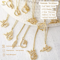 Collier personnalisé en acier inoxydable plaqué or 18 carats avec calligraphie arabe islamique, idéal pour les fêtes, vente en gros, best-seller tendance
