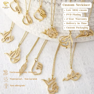 Venta al por mayor superventas caligrafía árabe islámico musulmán nombre collar al por mayor personalizado 18K Acero inoxidable nombre collar joyería - Product Image 1