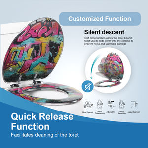 Acryl Graffiti Toiletten sitz Badezimmers itz bezug 3D gedruckt Soft Close Easy Clean Langlebiges Design für trend iges und modernes Badezimmer - Product Image 2