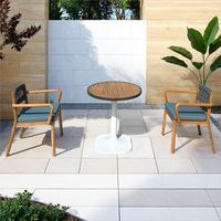 Table de jardin moderne et ensemble de chaises en corde tressée Mobilier imperméable en bois massif Villa Patio Outdoor Dinner Chairs Set