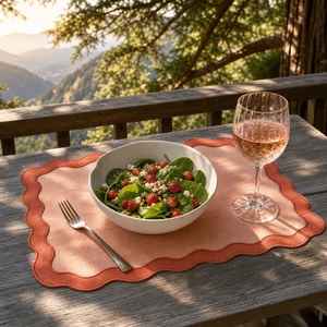 Nappe en lin biologique français sur mesure, 100 % lin, faite à la main, avec bord brodé, pour mariages et hôtels – Offre Spéciale - Product Image 1