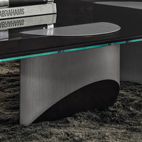 Meubles de salon de style moderne, table basse ronde avec plateau en verre trempé et base en acier inoxydable