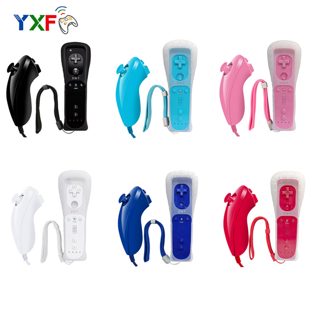 2 in 1 Motion Plus Remote and Nunchuck Controller for Nintendo Wii & Wii U with Silicon Case