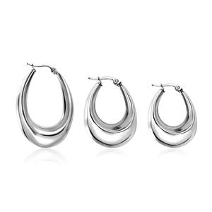 Pendientes de Aro Gruesos de Acero Inoxidable con Baño de Oro de 18K, Geométricos, Pulidos, en Forma de U, Minimalistas para Mujer - Product Image 3