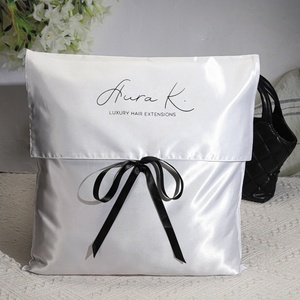 Luxury Hair <b>Extension</b> Bag Portable Custom Logo Printed Satin Envelope Clothes Lingerie Storage Pouch Silk Satin Hair Bags - Product Image 1