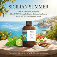 Huile parfumée 500ml pour diffuseur, Huile de recharge pour diffuseur d'arômes, Huile essentielle parfumée, Huile parfumée été sicilien