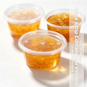 Vasos Redondos Transparentes de Plástico para Porciones, Recipientes para Condimentos a Prueba de Fugas de Grado Alimenticio con Tapa para Salsas, Miel y Gelatina - Product Image 1