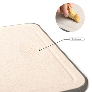 Planche à découper double face en paille de blé Planche à découper en acier inoxydable pour la viande congelée et la décongélation avec aiguiseur - Product Image 6