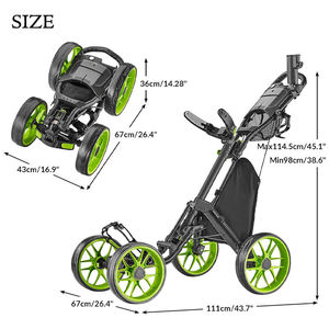 Chariot de golf pliable à 4 roues avec support parapluie, faible MOQ, design ergonomique - Product Image 3