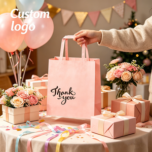 Bulk Custom Logo <strong>Party</strong> Paper <strong>Bag</strong> <strong>Pastel</strong> Pink Thank You Gift <strong>Bag</strong> Reusable Favor <strong>Bag</strong> for Birthday Wedding Baby Shower - Product Image 1