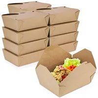 Caja de Papel Kraft Biodegradable para Pollo Frito con Logotipo Impreso, Caja de Papel Kraft para Frutas, Empaque para Alimentos, Ensaladas, Comida Rápida para Llevar