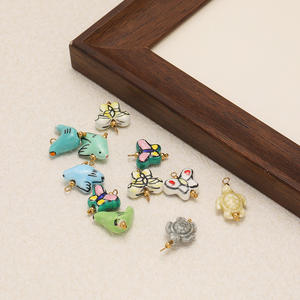 Colgante de gota floral de cerámica de encanto de porcelana azul y blanco chino para pendientes de colgante joyería que hace - Product Image 5