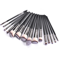 Daily Queen & Mor-phe 15 pièces Pinceaux de maquillage en bois noir Nano Hair avec manche en bois, qualité supérieure et sensation luxueuse, logo personnalisé