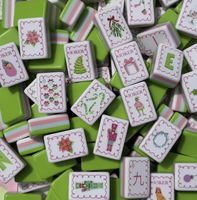 Tapis de Mahjong Américain de Noël de Luxe Vert Casse-Noisette 33 Pouces en Néoprène Premium avec Bords Cousus Silencieux Antidérapant Design Festif