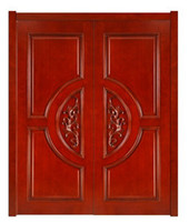 Porte d'entrée principale en bois massif sculpté à la main de luxe américaine de technologie professionnelle, double porte, QD-200-03, portes intérieures en bois