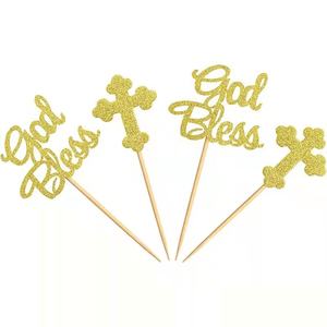 Decoración <span class=keywords><strong>de</strong></span> Pastel <span class=keywords><strong>de</strong></span> primera <span class=keywords><strong>comunión</strong></span> con forma <span class=keywords><strong>de</strong></span> cruz para <span class=keywords><strong>niño</strong></span> y niña, 12 Uds., adornos <span class=keywords><strong>de</strong></span> papel brillante para tarta <span class=keywords><strong>de</strong></span> bautismo, <span class=keywords><strong>niño</strong></span> y niña - Product Image 3